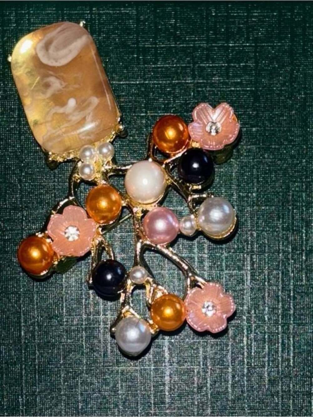 Elegant Floral Pearl Statement Brooch